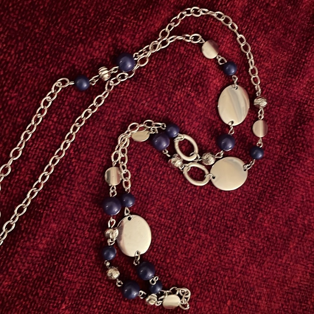 NEW Paparazzi Silver & Navy Beaded 20” Necklace & Earring Set